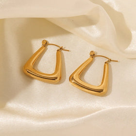 Waterproof Large Chunky Stainless Steel Hoop Earrings Non Tarnish 18K Pvd Gold Plated Mini Triangle Hoop Earrings for Women