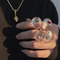 Summer Travel New Design Plastic Finger Ring Crystal Clear Chunky Resin Rings Women Jewelry Trendy