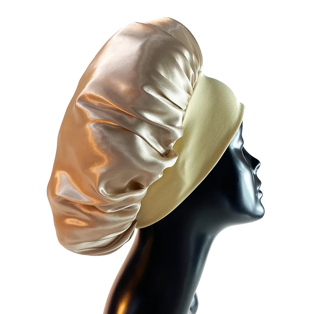 Custom Hair Wraps Sleep Cap Extra Large Day and Night Salon Satin Bonnet with Wide Elastic Band
