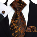 Men's 100% Polyester Jacquard Tie Set Paisley Floral Wedding Necktie Pocket Square Cufflinks Business Style Logo 3pcs Suits Male