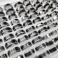 Wholesale Cheap Mixed Finger Black Rings Wedding Engagement Fashion Jewelry Bulk Lot Men Stainless Steel Ring