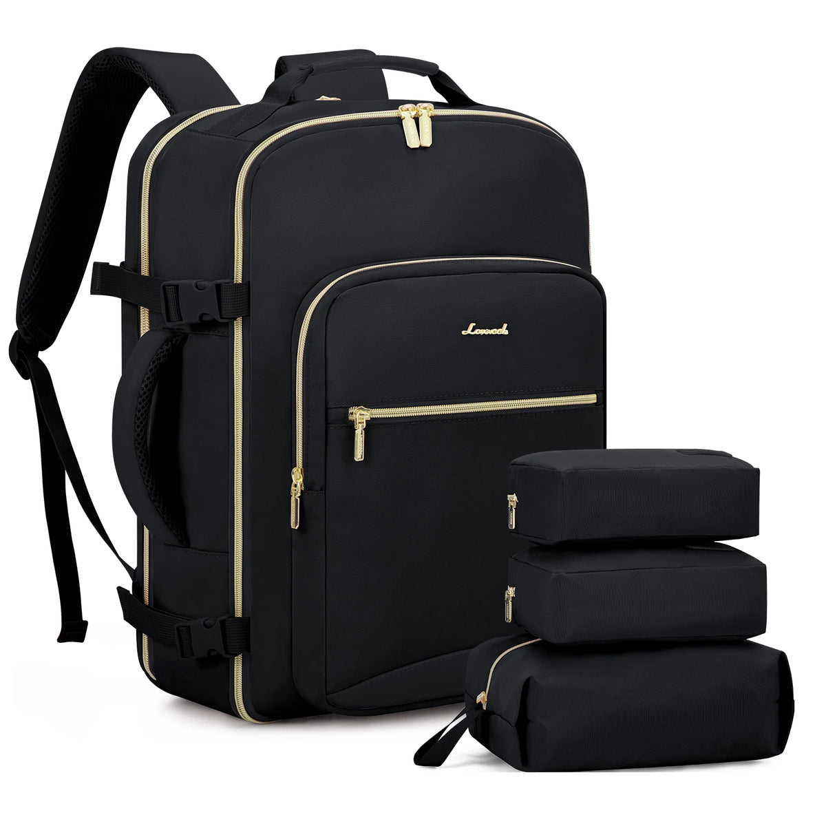 40L TSA Flight Approved Travel Backpacks 17in Large Waterproof Luggage Suitcase With 3 Packing Cubes Women Men Carry on Bag Pack MegaBDM