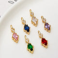 Dainty Brass Gold CZ Colored Zircon Rhombus Water Drop Pendant Charm Wholesale 7*19mm
