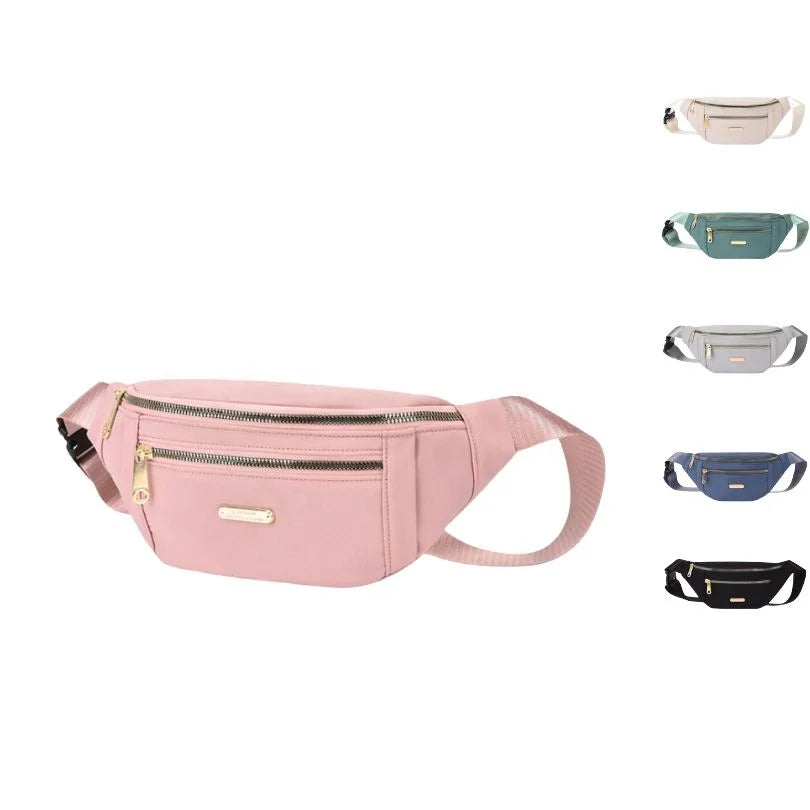 Latest Design Large Capacity Polyester Waist Bag Ladies Outdoor Crossbody Cellphone Pink Fanny Pack
