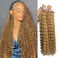 Deep Wave Bulk Human Hair for Braiding #27 Honey Blonde 100% Unprocessed Virgin Indian Hair Extensions No Weft Boho Braids