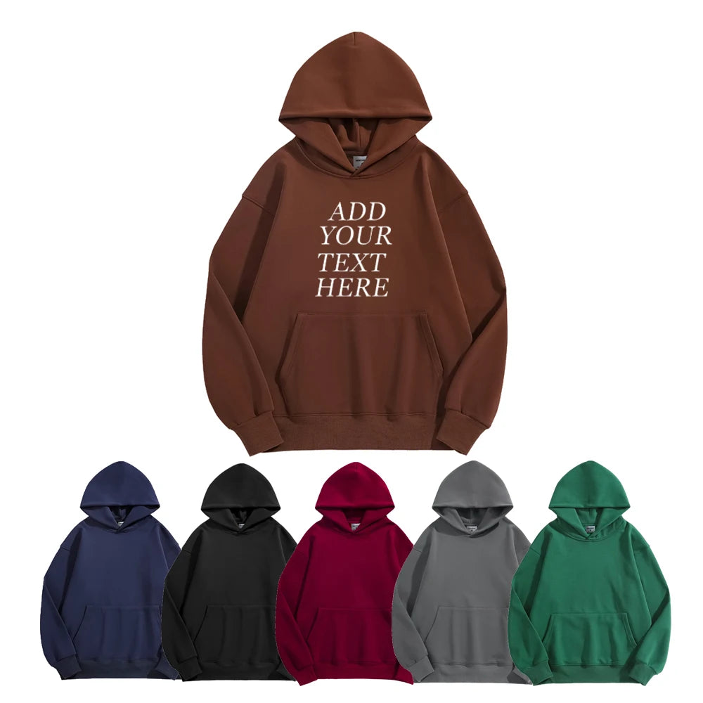 500g Custom Logo Streetwear Blank Heavy Pull Over Black Hoodies Cotton Plain Heavyweight Oversized Cropped Hoodie Men