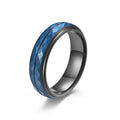 Poya K Hammered Step Edge Two Tone Black Blue Plated Tungsten Rings for Men