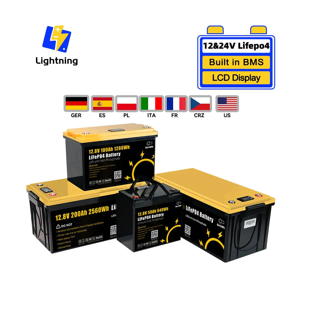 First Grade 12v 24v 100Ah 200Ah 50Ah 400Ah LiFePO4 Lithium Iron Phosphate for ESS Power Wall Solar Home Energy Storage System