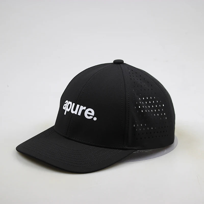 Wholesale Customized Men's 6-Panel Quick Dry Golf Snapback Caps Sporty Waterproof Baseball Cap Terry Jersey Laser Cut Hole