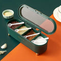 2026 New Color Seasoning Box Four Compartments Assortment Seasoning Pot With Gold-plated Foot Holder Transparent Sealing Cover