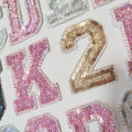 6.5cm Iron-On English Letter Sequin Patches (Pink Black Silvery) for Clothing & Hats-Fabric Material