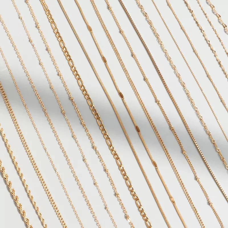 18k Gold Plated Single Chain Multi-style Stainless Steel Necklace Custom Logo Tags Fashion Chains Necklace Jewelry for Women