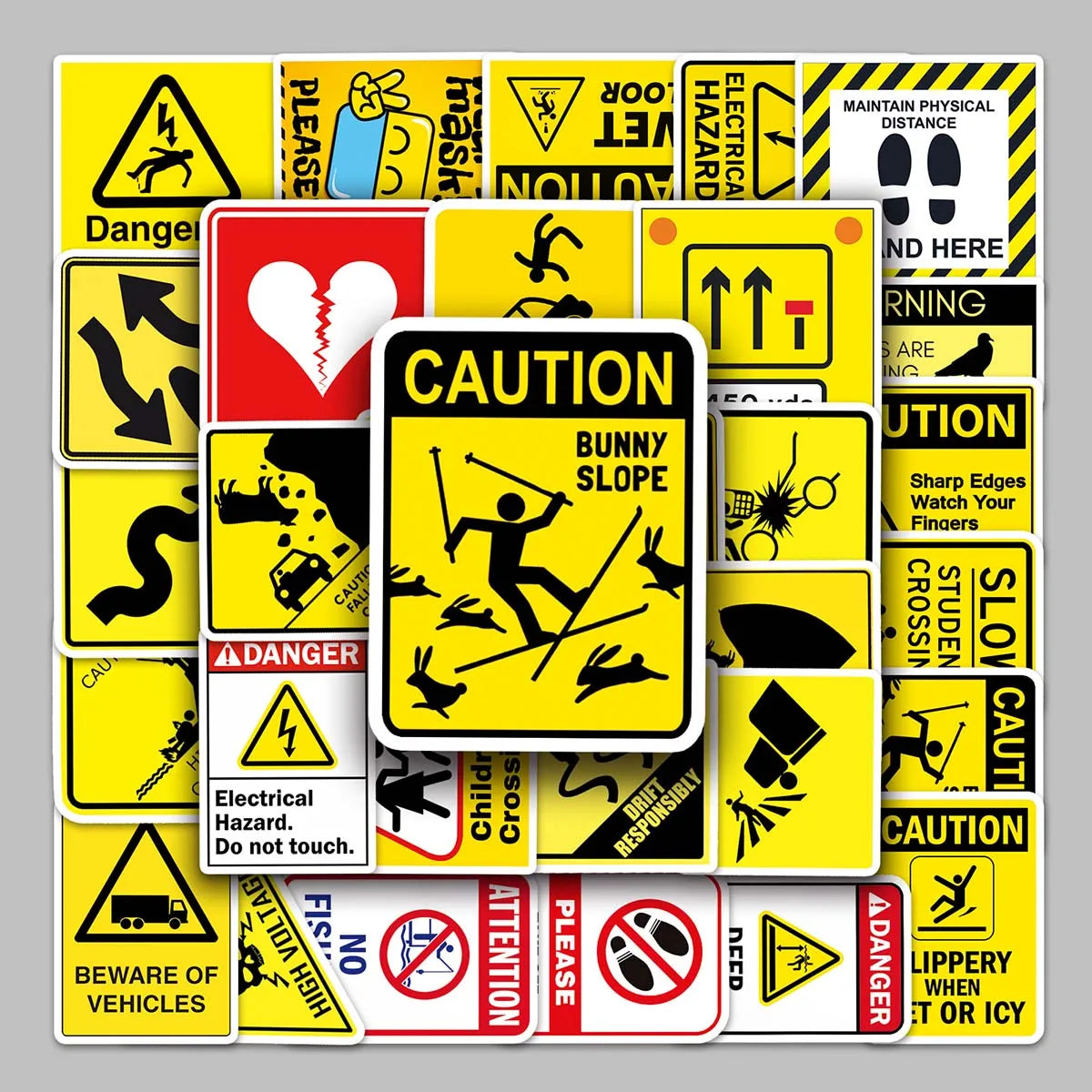 51PCS Factory Straight Hair Personality Creative Trend Traffic Sign Stickers Motorcycle Scooter Thermos Cup Stickers
