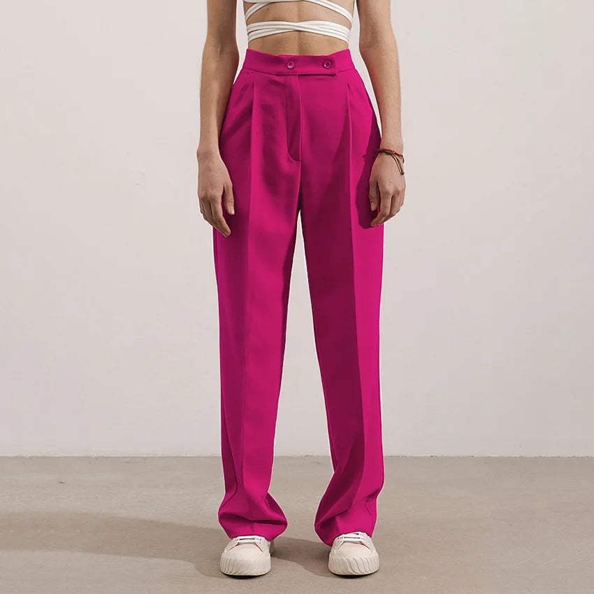Newest Arrive 2022 Women Straight-Leg Pants High Waist Office Suit Pants