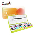 SeamiArt 50 Water Colors Artist Solid Aquarelle Watercolor Paints Set With Tin-box&Water Brush Pen Acuarelas Aquarela Art