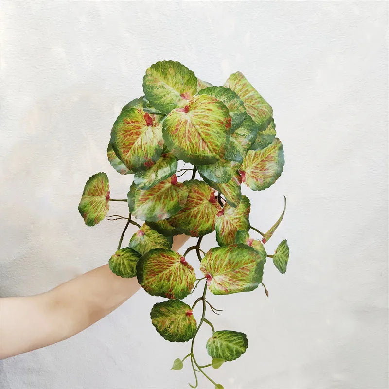 Wholesale Plastic Artificial Strawberry Leaf Vine 45cm Hanging Plant Decorative Greenery
