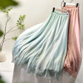 S0007A New Chiffon Pants Double-layer Tulle Elastic Waist Fresh Art Dance Chinese Style Wide Leg Pants Women's Skirts