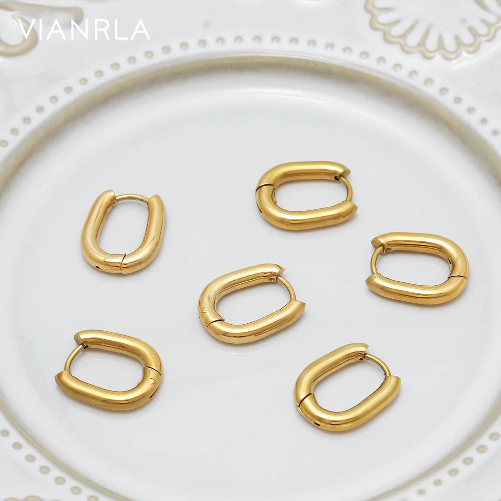 VIANRLA Stainless Steel Jewelry 12.7mm Huggie Earrings Daily Jewelry Waterproof 18k Gold PVD Plated Laser Logo Drop Shipping