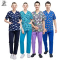 Hot Selling V-Neck Print Scrub Tops for Women Printed Graphic Holiday Nurse Uniform Cotton Stretchy Scrubs Uniforms Sets