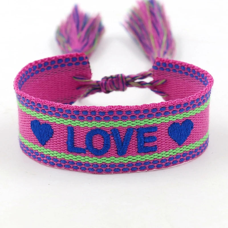 Ethnic Style Jewelry Embroidered Name Wristband LOVE Letter Tassel Bracelet Advertising Promotion Gift Bracelet