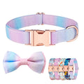 Valentine's Day Rose Gold Buckle Pet Bow Collar Solid Pattern PU Material With Ribbon Decorations for Dogs Collar Leash Necklace