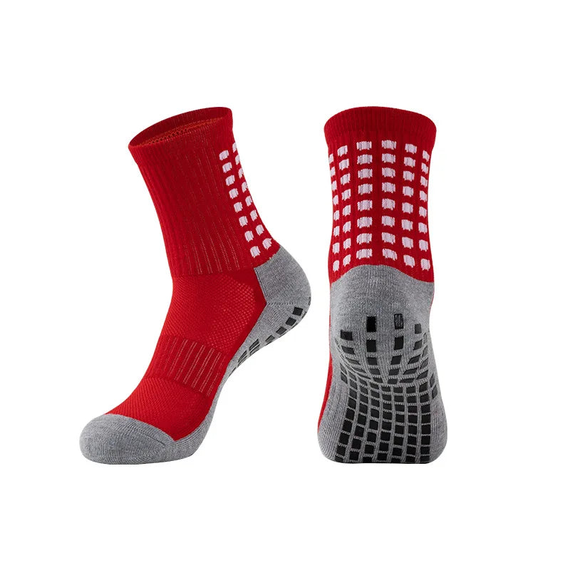 Wholesale 1 Pairs Mid Tube Anti-Slip Football Socks  Adhesive Soccer Thick Training Socks for Adult and Children 12 Colors