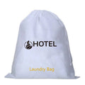 White Color Custom Logo Lightweight Non-Woven Hotel Reusable Printing Bulk Large Drawstring Shoe Laundry Storage Bags Custom