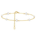 RINNTIN SA37 Silver Gold Natural Freshwater Pearls Chain Anklet Beach Adjustable Chain Anklet Foot Jewelry