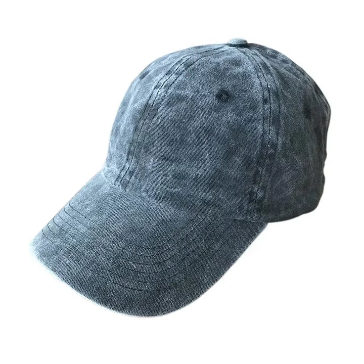 Adjustable Unisex Vintage Cotton Washed Sports Cap Twill Plain Color Baseball Cap Fashionable Letter Dad Hat
