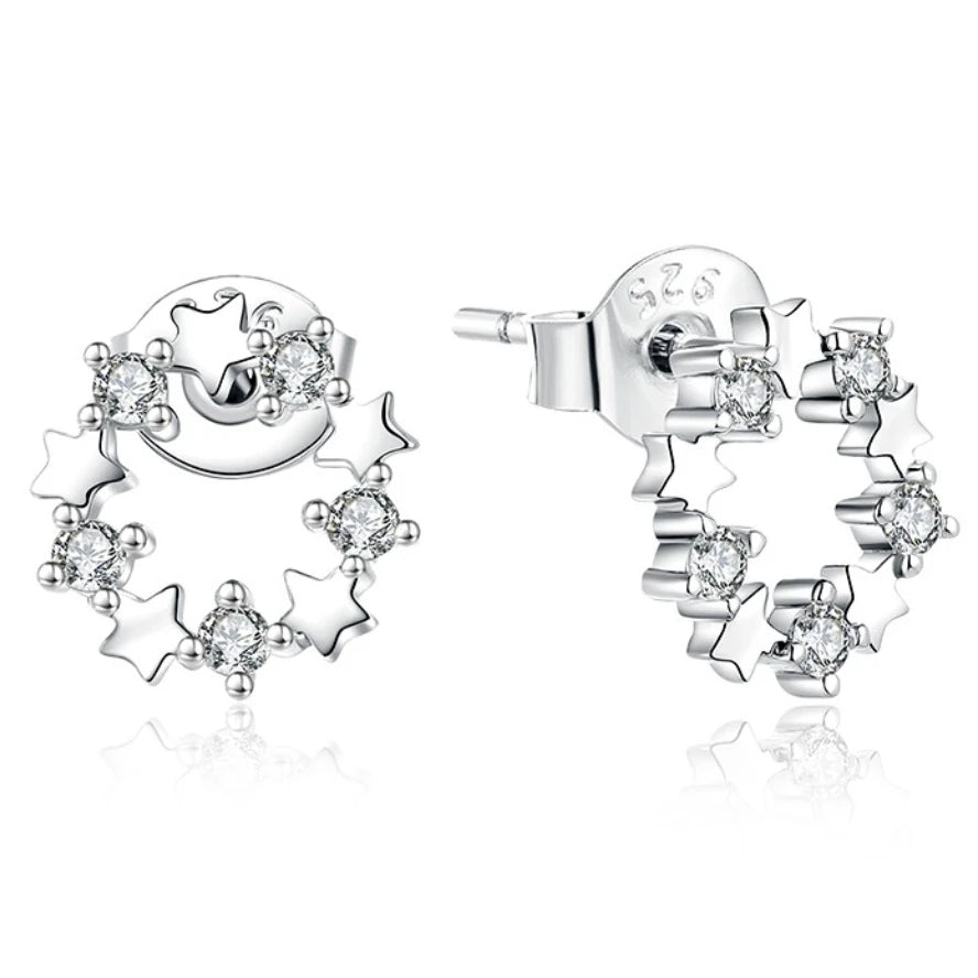 Wholesale Trendy Dainty Customized CZ Stone Jewellery Gifts OEM ODM Women Rhodium Plated Star Sterling Silver 925 Stud Earrings