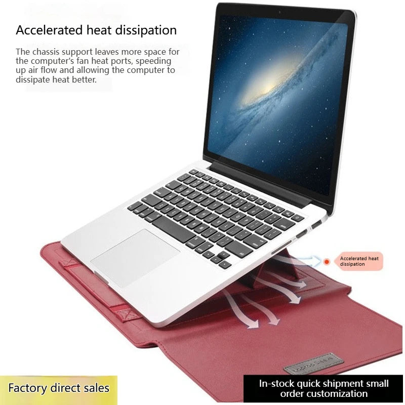 New PU Four-Piece Laptop Storage Bag Set with Cooling Bracket & Mouse Pad for Macbook 15.4-16.1-inch Laptop Case