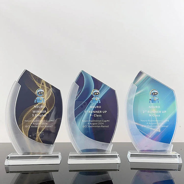 Factory Price White Frosted Glass Crystal Shield Award Trophy
