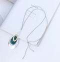 TongLing Necklace Rope Chain Alloy Irregular Geometric Round Blue Resin Charm Pendant Necklace for Women
