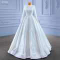 Jancember Rsm67420 New Bride Elegant High Neck Embroidery Slim White Muslim Wedding Dress