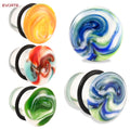 Evorte Handmade Silver Plated Glass Ear Plugs Tunnels Ear Gauges Expander Flesh Plug Fashion Jewelry Stretchers Piercings