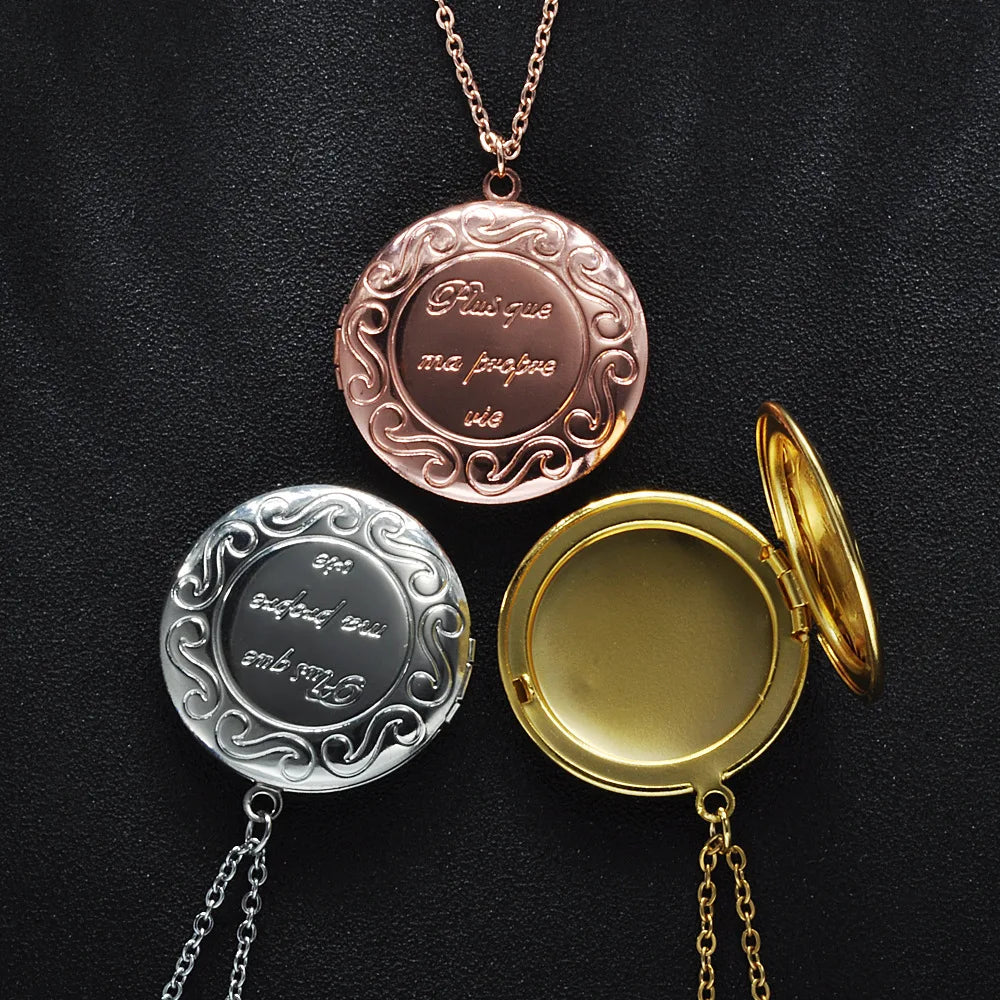 Lot of 5 Personalized 32mm Stainless Steel round Photo Frame Locket Pendant Necklace Gold Plated for Parties