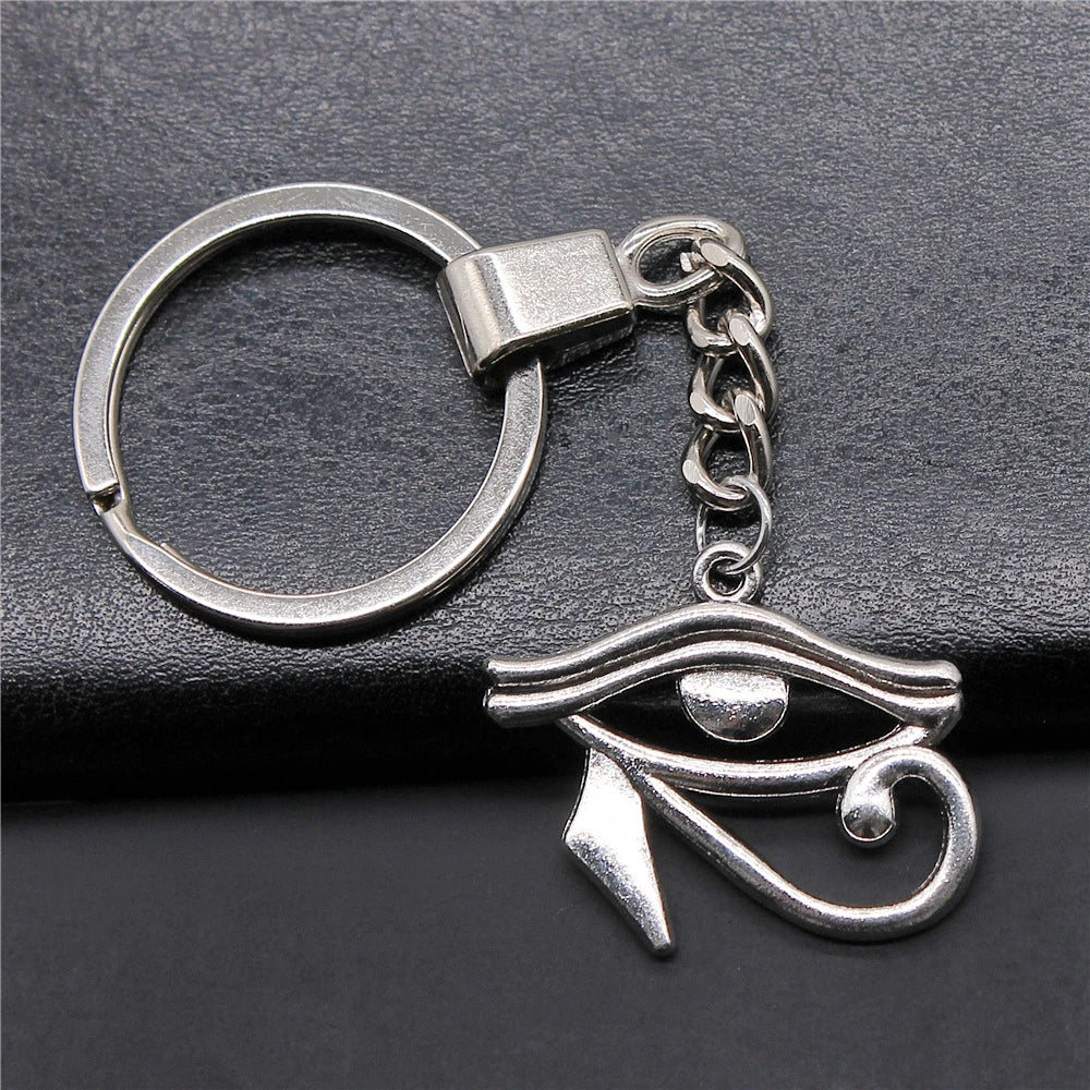 WYSIWYG 33x27mm Antique Silver Plated Antique Bronze Plated Zinc Alloy Eye of Horus Keychain for Gift P2-ABD-C10155