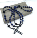 Men's Natural Tiger Eye Cross Pendant Necklace Spliced Bead Chain with Tiger's Eye for Gift Party Christian Religious Symbol