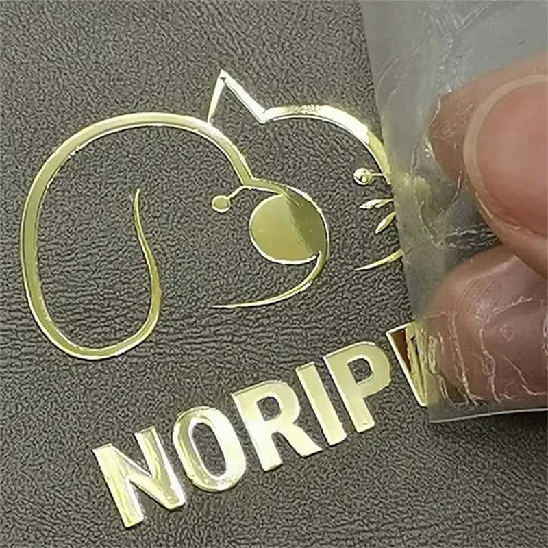 Custom Self-Adhesive 3D Logo Sticker Cool Peel UV Transfer Metal Stickers in Gold Nickel for Packaging Labels