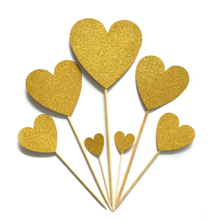 Wholesale Valentines Cupcake Toppers Heart Cupcake Picks Sweet Love Theme Wedding Engagement Valentine's Day Bridal Shower Party