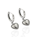WMEF380 Minimalist Retro Style S925 Sterling Silver Heart Charm Hoop Huggie Earrings Trendy Wedding Gift