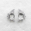 Sterling Silver 5*7mm Semi Mount Stud Earrings Empty Support Blank Claws Setting S925 Base Without Center Stone for DIY Inlay