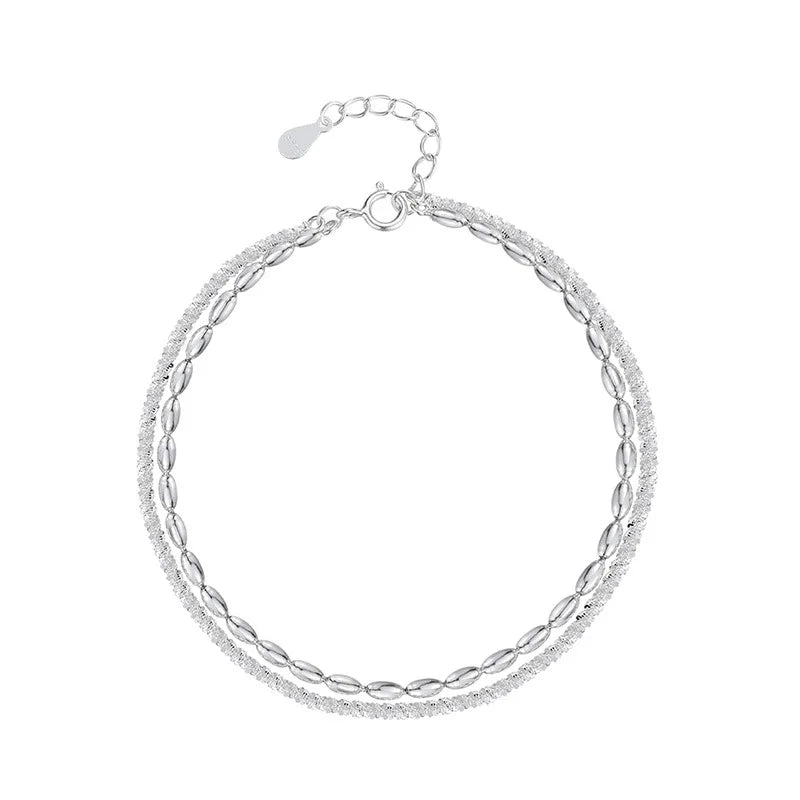 Adjustable Extension Double-layer Irregular Ladies Fashion Jewelry 925 Sterling Silver Bracelets for Women's Anniversary Gifts
