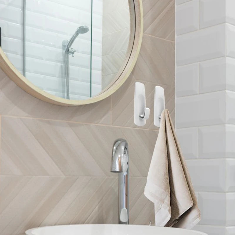 Prodigy Self-Adhesive ABS Plastic Eco-Friendly Wall Hooks White for Hanging Towel and Coat in Bathroom