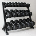 Hot Selling Home Gym Commercial Fitness Equipment Steel 2.5Kg-50Kg Hex Dumbbell Set with Three-Layer Storage Rack