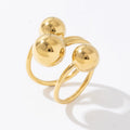 Women Jewelry Tarnish Free Stainless Steel Three Ball Minimalist 18K PVD Gold Plated Adjustable Open Ring