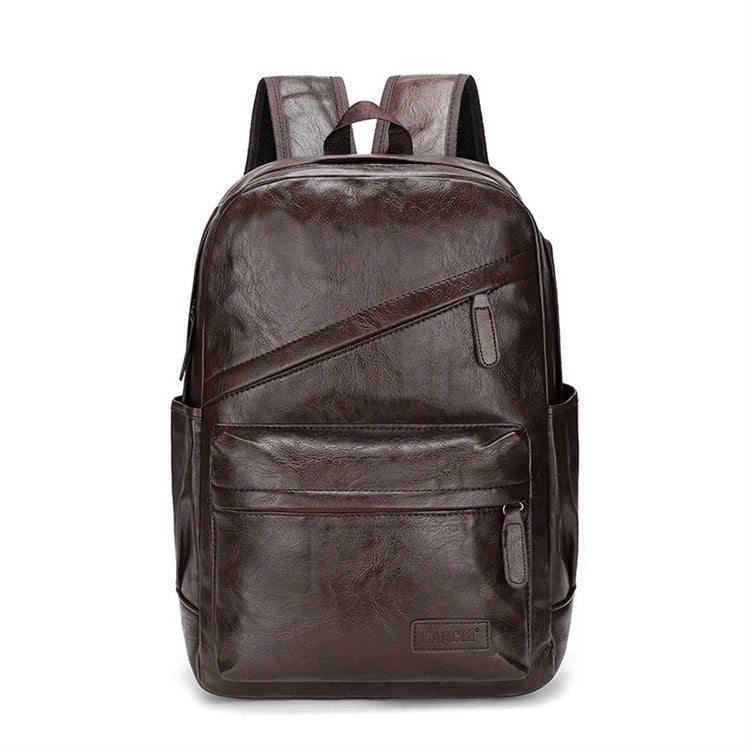 Custom Vintage Brown Leather Backpack for Men USB Charging Waterproof and Theft Proof Luxury Travel Accessory