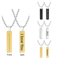 Stainless Steel 18K Gold Black Morse Code Necklace 2022 Love Luck Believe Fearless Never Give up Blessed BFF Gift Bar Necklace