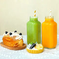 Clear French Square Glass Bottle with Screw Lid for Beverage Milk Coffee Fruit Juice Screen 250ml 350ml 500ml