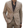 Fashion Summer Linen Men Suits Tailor Made 2 Piece Blazer With Pants Casual Tuxedos Daily Outfits Male Wear Set Costume Homme